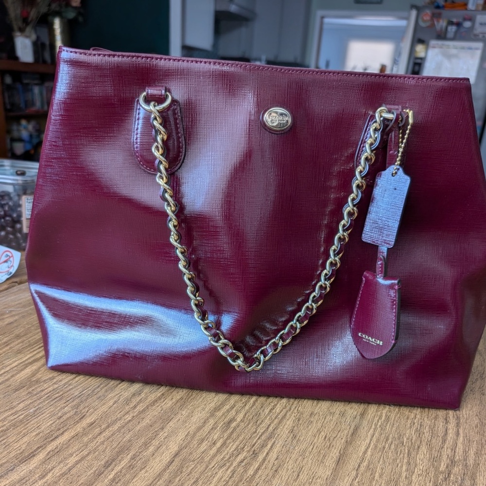 Coach Peyton Women's Handbag Oxblood Patent Leather